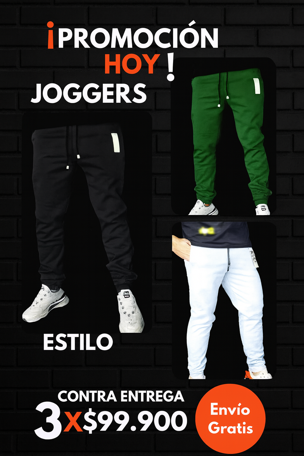 COMBO DE JOGGERS  PREMIUN  DE ALGODON PERCHADO DE  HOMBRE 3 X $99.900